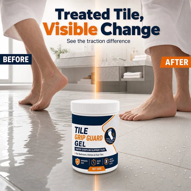 🏠💧Anti-Slip Tile Grip Gel – Reduces Slipperiness on Smooth Tiles, Quick-Dry Formula