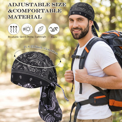 Paisley Pattern Durag Adjustable Head Wrap, Breathable Quick-Dry Helmet Liner
