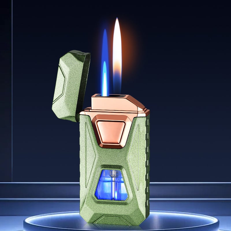 Voice-Activated Dual Flame Lighter,USB Rechargeable Windproof Refillable with Visible Window