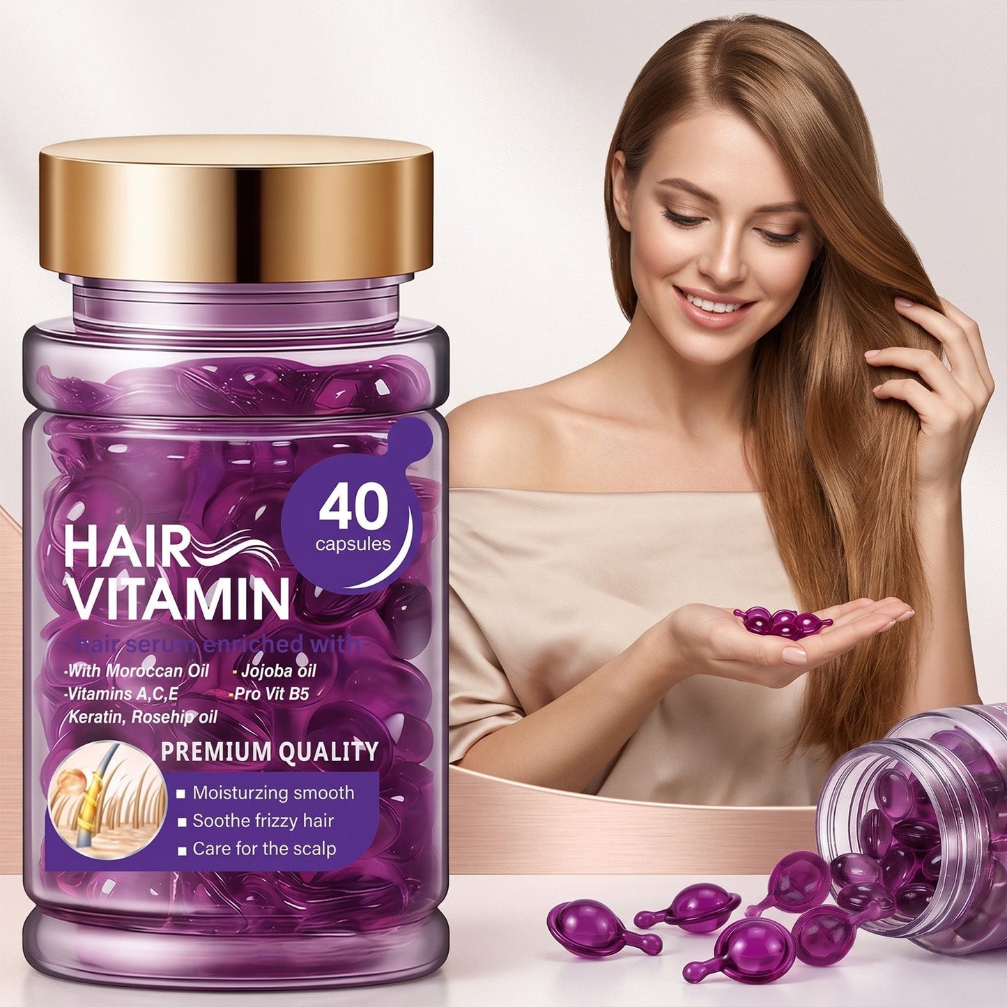 Violet & Argan Oil Hair Vitamin Capsules for Colored Permed Hair