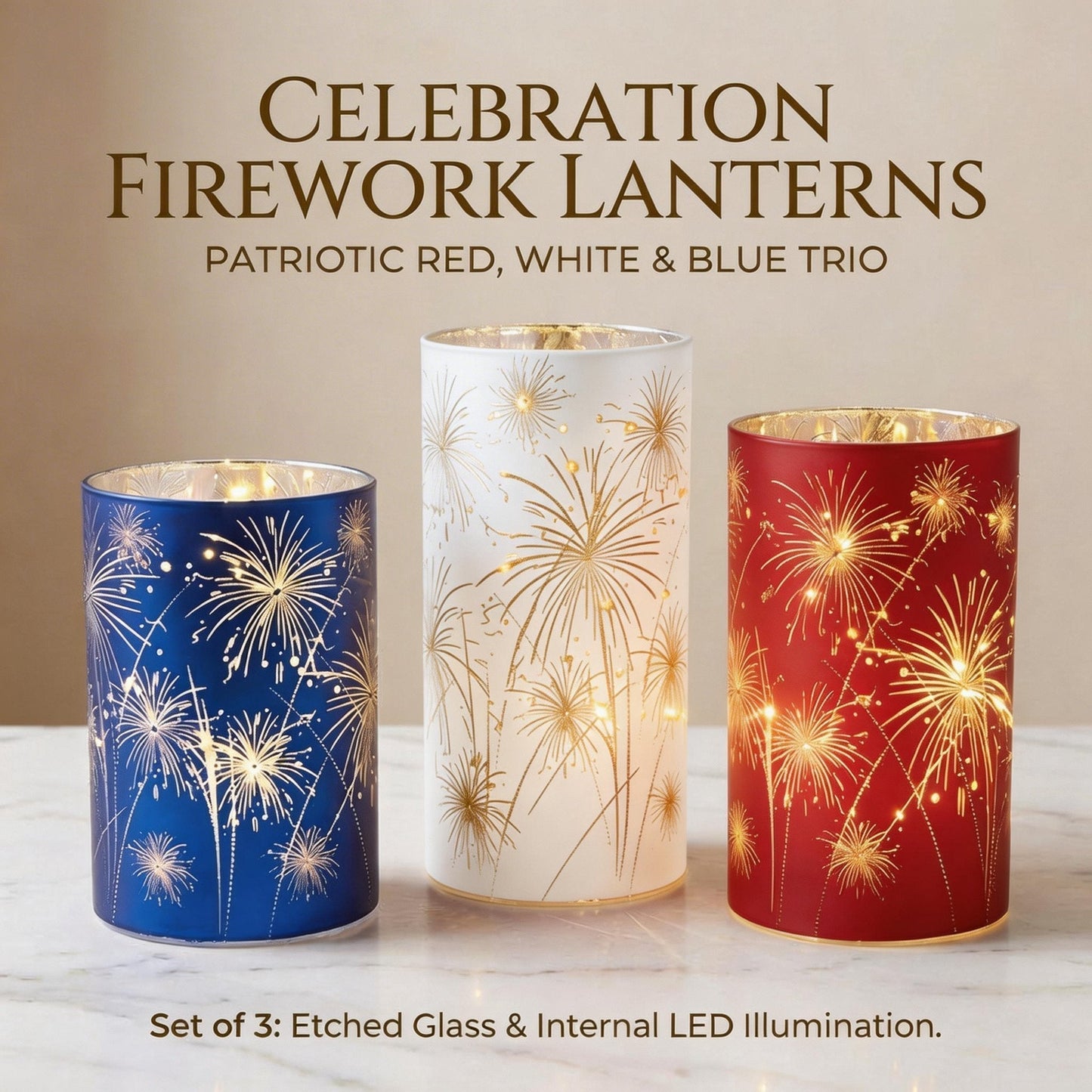 🎆 Patriotic Firework Lantern Set – Red, White & Blue Hanging Decorations for Parties & Celebrations ✨