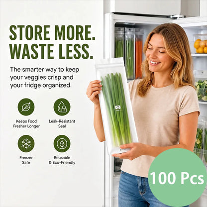 🔥Reusable Long Food Storage Bags Keep Food Fresh Longer. Organize Your Kitchen Smarter.