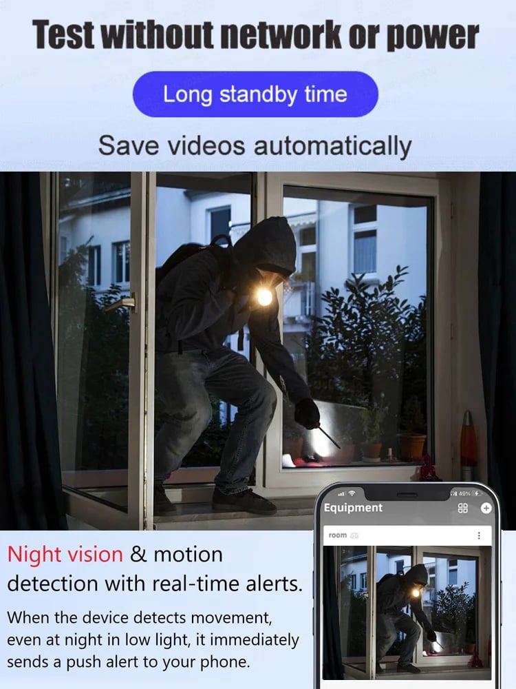 Portable Indoor Security Camera for Home Safety & Monitoring