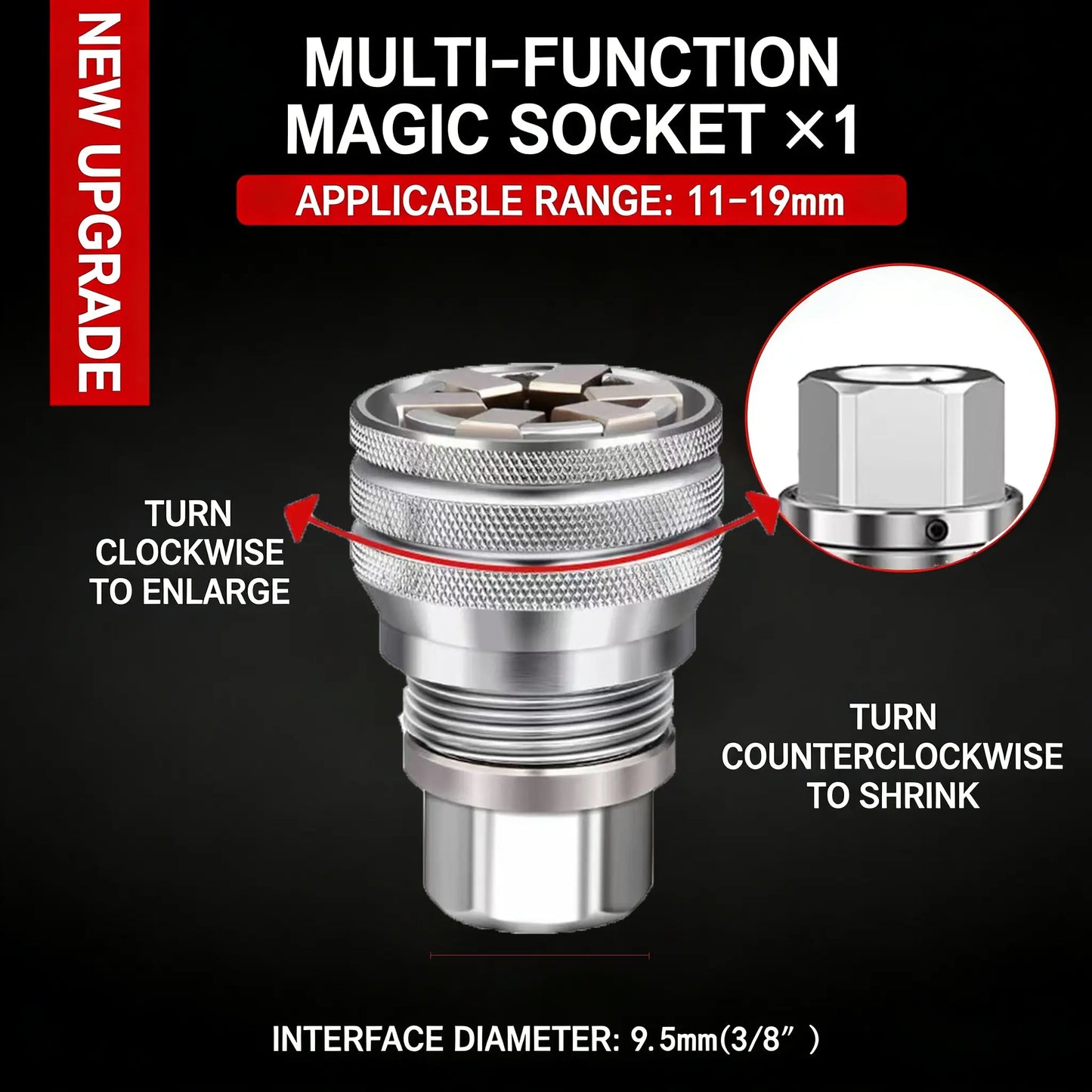 Multi-Function Universal Socket Wrench Tool - Universal Maintenance Tool, Adjustable Universal Socket Wrench, Universal Socket Tool for 3/8" Drive Ratchet Torque Wrench & Power Drill