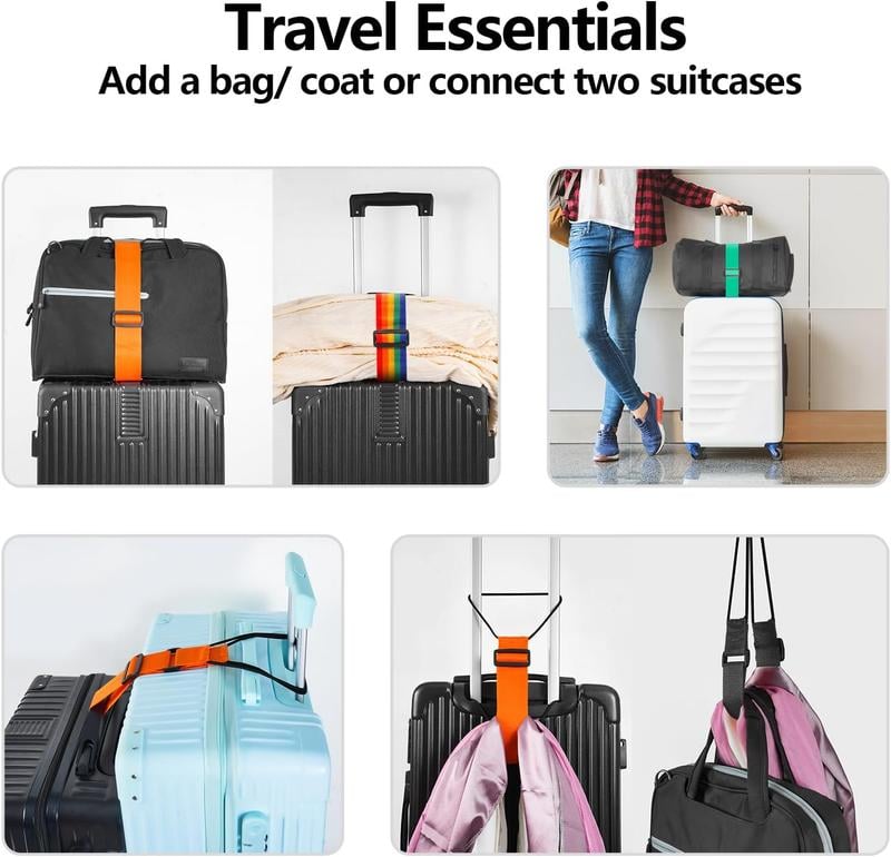 🌈2-Pack Adjustable Luggage Connector Straps – Multi-Use Travel Bag Securing Belts
