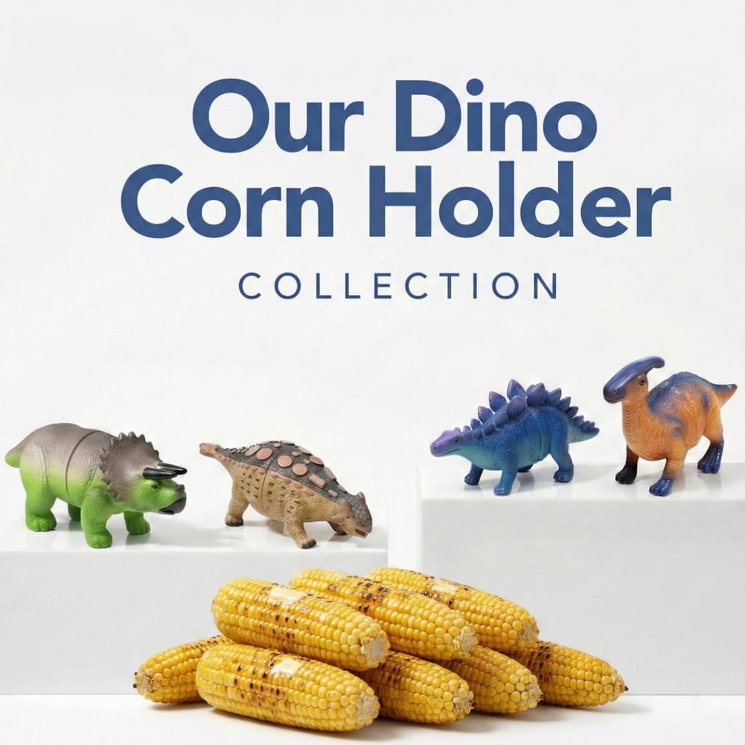 Dinosaur Corn Cob Holders with Stainless Steel Prongs