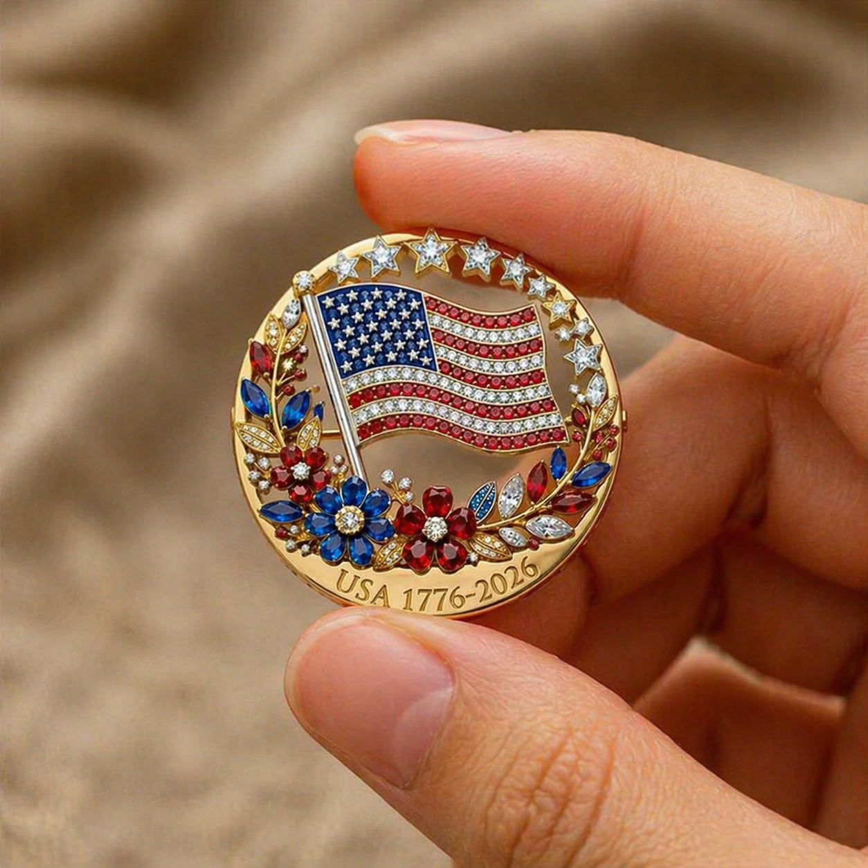 America 250th Anniversary Brooch – Patriotic Commemorative Pin for 2026 Celebration