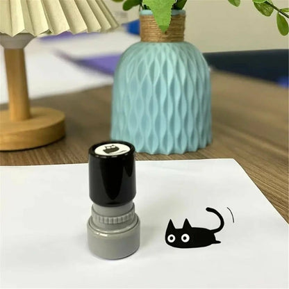 Cat Pattern Stamp, Round Self-inking Stamp
