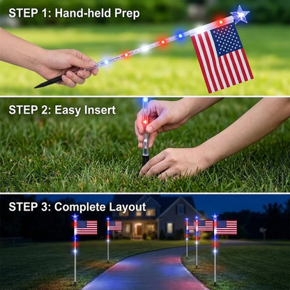🔥Solar-Powered American Flag Path Lights, 8-pack – Celebrating The 250th Anniversary Of American Independence 🇺🇸✨