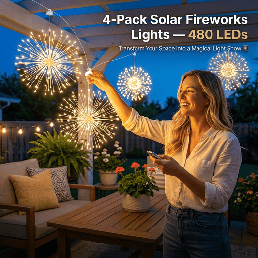 🎆 4-Pack Solar Fireworks Lights — 480 LEDs IP65 Waterproof Outdoor Garden Lights 💦