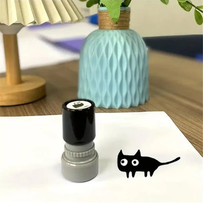Cat Pattern Stamp, Round Self-inking Stamp