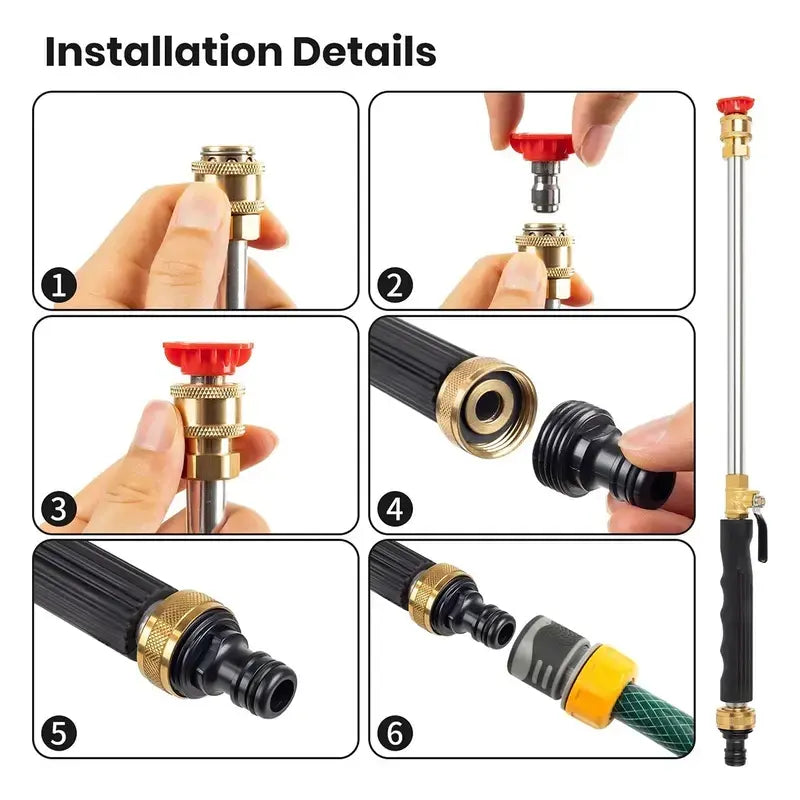 Jet Nozzle Power Washer for Garden Hose, Includes 2 High-Pressure Nozzles and Quick Connectors | Hydro Jet High Pressure Washer Tools for Car Wash, Patio, Driveway & Outdoor Cleaning
