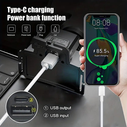 Rechargeable Headlamp,5-Night Long Battery Life,Power Indicator,500m Range,Waterproof,Zoom(Spot to Flood), Motion Sensor Switch, 90° Adjustable, Detachable Headband, Soft Light/Strobe, 1000 Lumen Constant Output, Includes Charging Cable, Power Bank