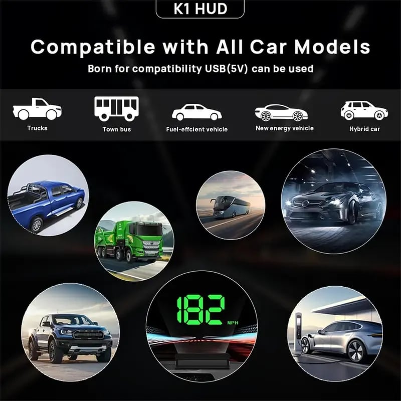 🚗 Head-Up Display Car GPS Digital Speedometer – HUD for Cars, Trucks & Motorcycles