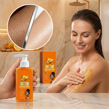 Turmeric & Vitamin C Exfoliating Body Wash – Gentle Scrub Cleanser for Smooth, Radiant-Looking Skin