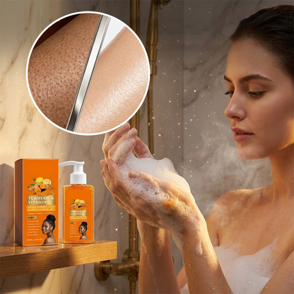 Turmeric & Vitamin C Exfoliating Body Wash – Gentle Scrub Cleanser for Smooth, Radiant-Looking Skin