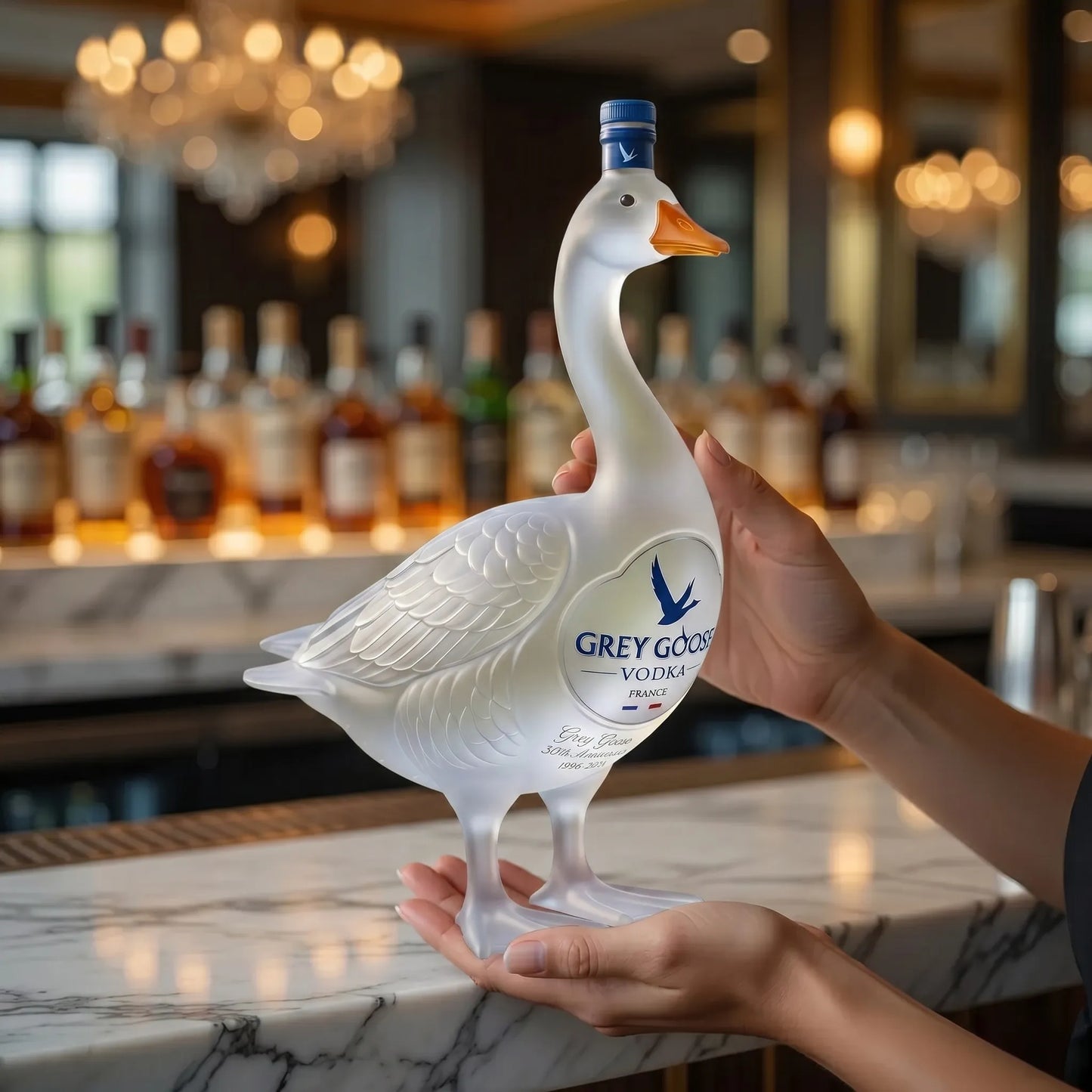 3D Sculpted Goose Glass Decanter – Luxury Collectible Display Bottle