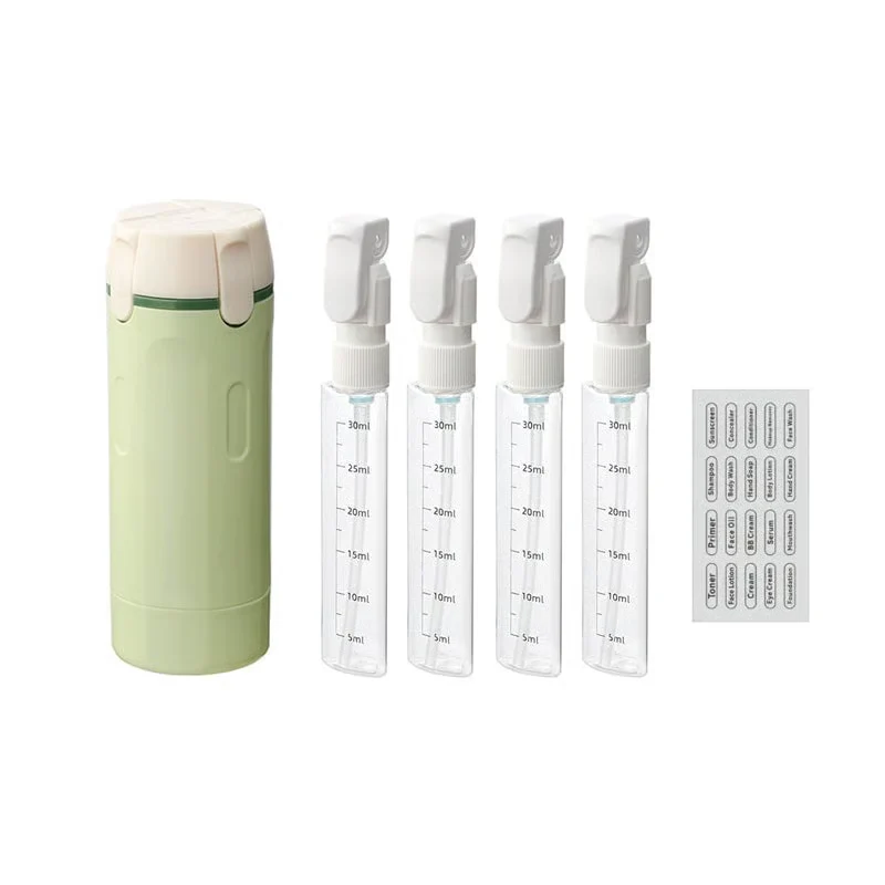 🔥4-in-1 Travel Refillable Bottle Set – Compact Toiletry Dispenser