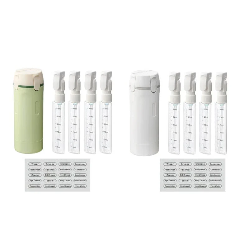 🔥4-in-1 Travel Refillable Bottle Set – Compact Toiletry Dispenser