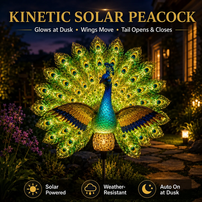 Solar Peacock Garden Sculpture – LED Auto-On, Outdoor Yard Art Decor