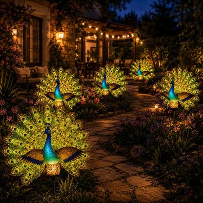 Solar Peacock Garden Sculpture – LED Auto-On, Outdoor Yard Art Decor