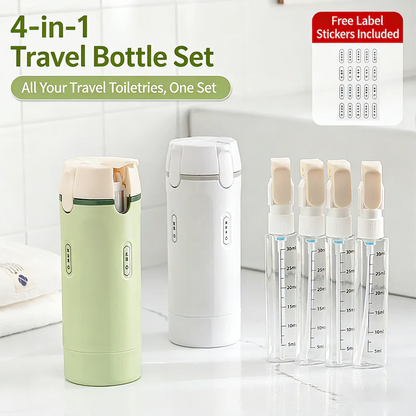 🔥4-in-1 Travel Refillable Bottle Set – Compact Toiletry Dispenser