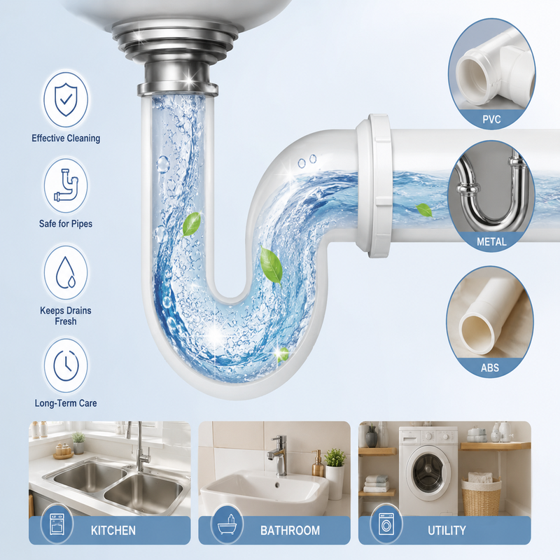 Drain tablets for kitchen bathroom and utility drains
