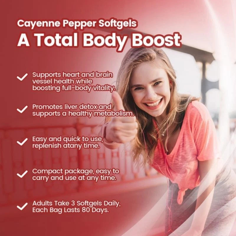 Cayenne Pepper Softgels – 12-in-1 Daily Wellness Supplement with Vitamins D3, K2 & E, Hawthorn, Beetroot & Turmeric | 240 Count