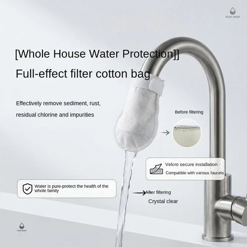 💧Cotton Faucet Filter Bags – DIY Mesh Strainer Bags for Visible Sediment, Rust & Scale