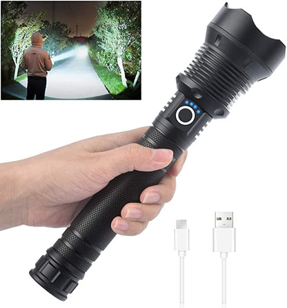 High Lumens Long Tactical Flashlight, Rechargeable Handheld Light