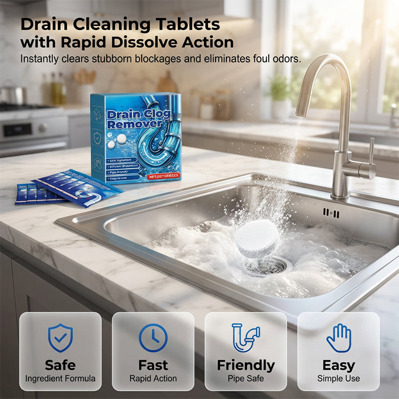 Fast dissolve drain clog remover tablets