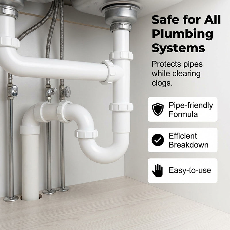 Pipe friendly drain cleaning tablets