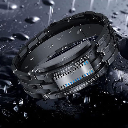 Men’s LED Digital Bracelet Watch – Stainless Steel Sports Style with Blue Light Display