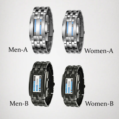 Men’s LED Digital Bracelet Watch – Stainless Steel Sports Style with Blue Light Display