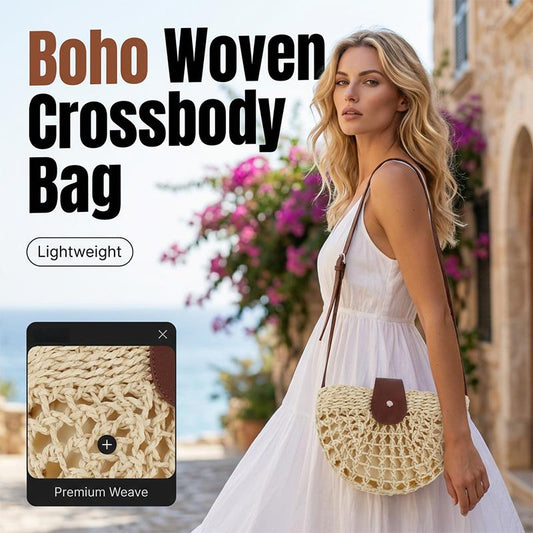 👜✨ Woven Crossbody Bag – Boho, Handwoven, Adjustable, Lightweight ✨