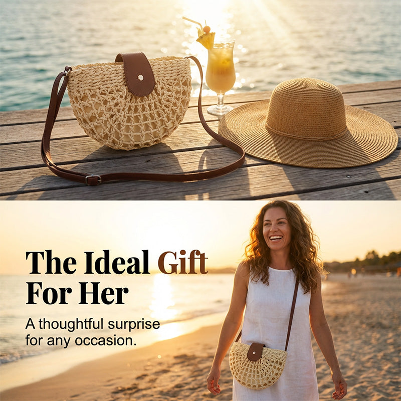 👜✨ Woven Crossbody Bag – Boho, Handwoven, Adjustable, Lightweight ✨