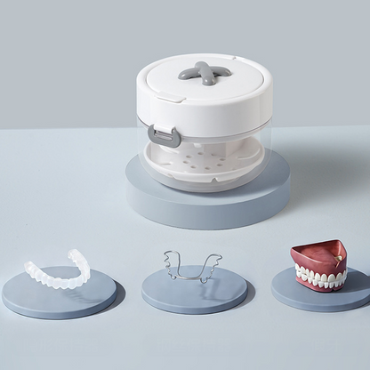 🦷✨Multifunctional Denture Storage Case with Cleaning Basket – Compact & Hygienic