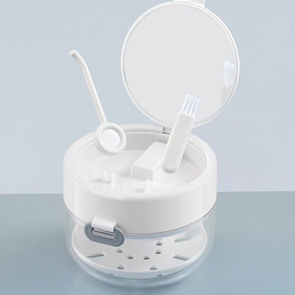 🦷✨Multifunctional Denture Storage Case with Cleaning Basket – Compact & Hygienic