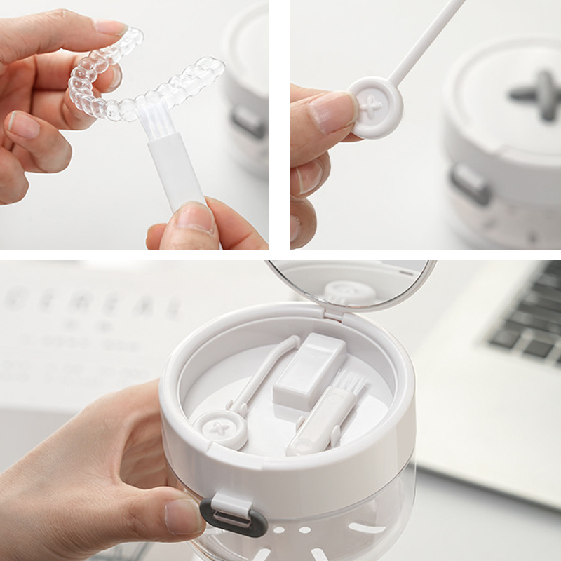 🦷✨Multifunctional Denture Storage Case with Cleaning Basket – Compact & Hygienic