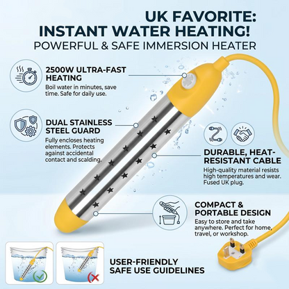 🛁Safe Anti-Scald Immersion Heater for Travel & Home🔥