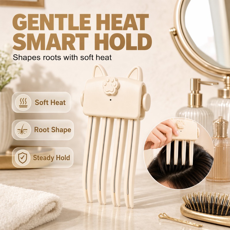 Wireless Heated Volumizing Root Lift Clip | Salon Crown Volume for Fine Flat Hair