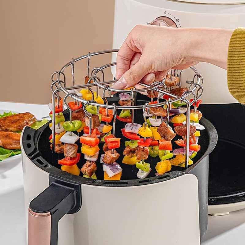 🔥 Air Fryer Skewer Rack – Stainless Steel Vertical Kebab Holder🍢