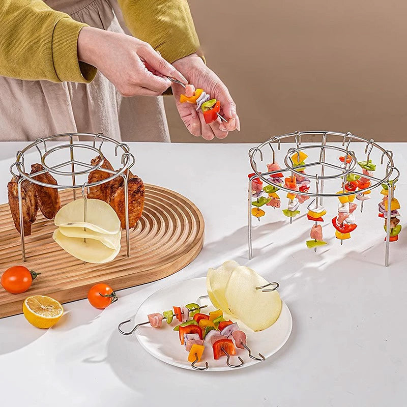 🔥 Air Fryer Skewer Rack – Stainless Steel Vertical Kebab Holder🍢