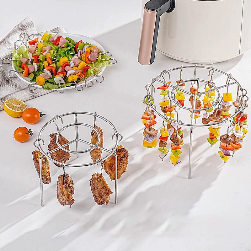 🔥 Air Fryer Skewer Rack – Stainless Steel Vertical Kebab Holder🍢