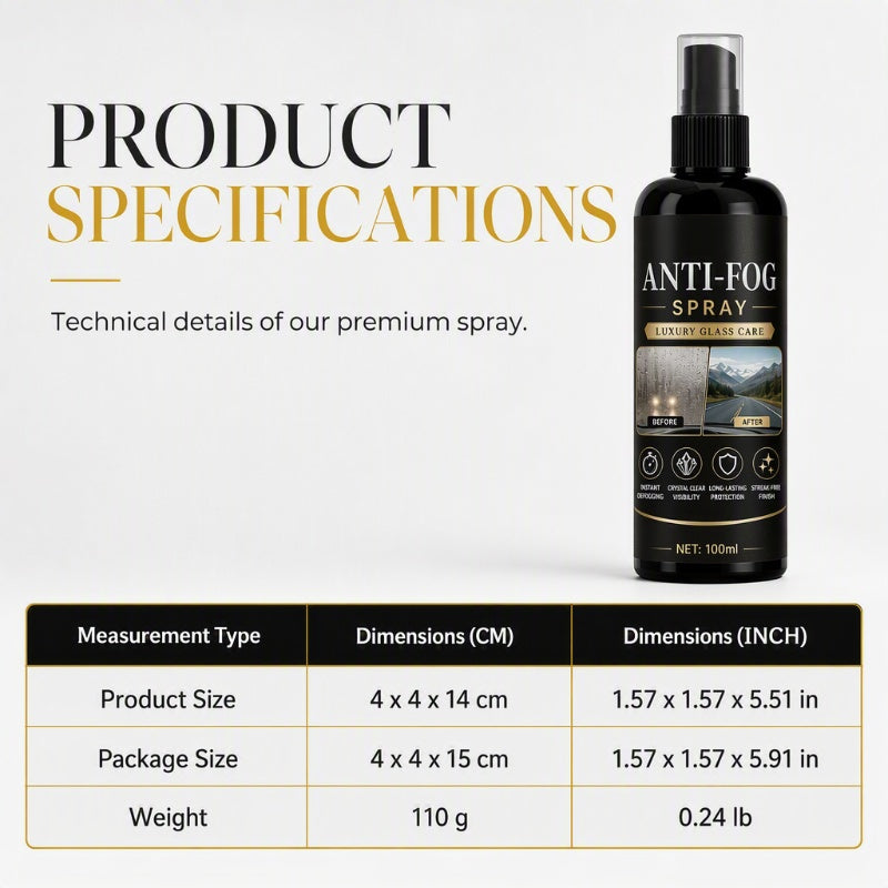 🚗Car Glass Anti‑Fog Spray‑ 24H Long‑Lasting Streak‑Free Defogger Spray