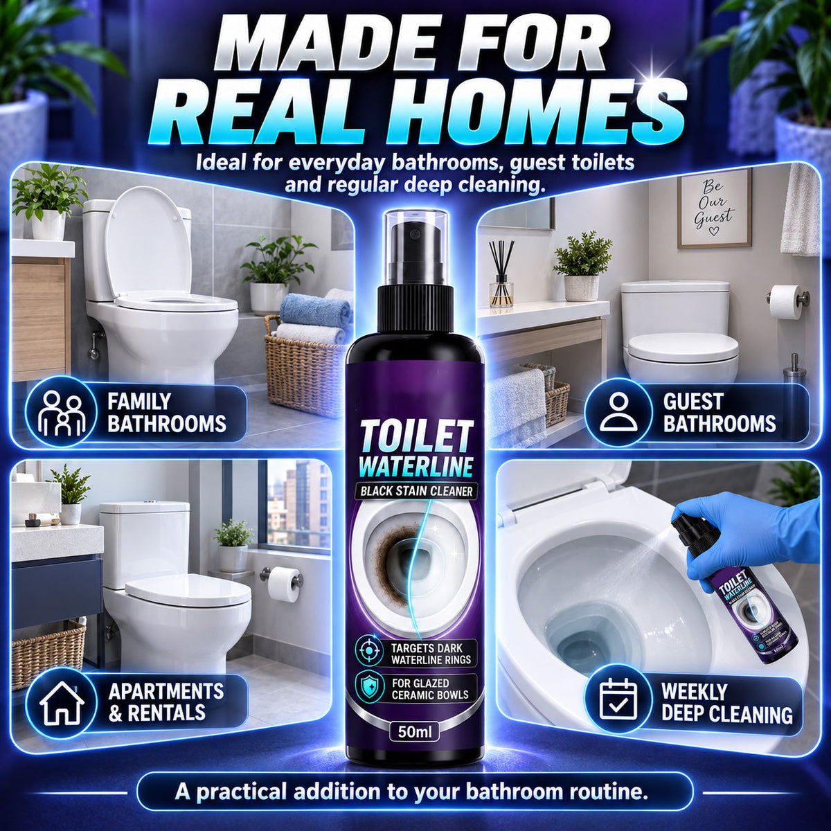 🥳2026 HOT SALE🚽🌟 Waterline Cleaner – concentrated blue gel clings to vertical stains✅